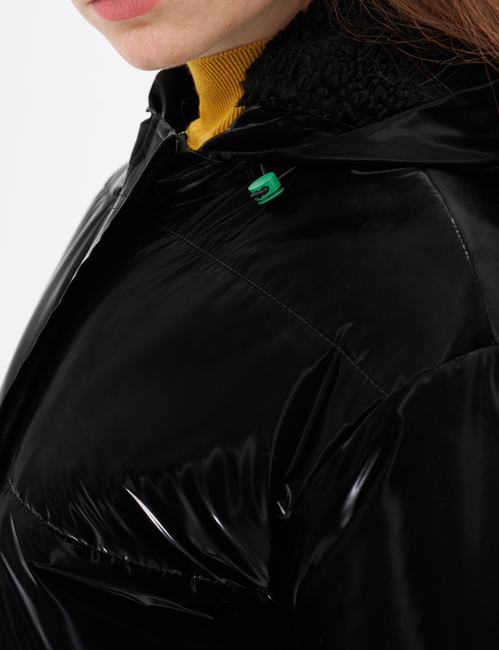 Hidden Hood Detail Coat Black