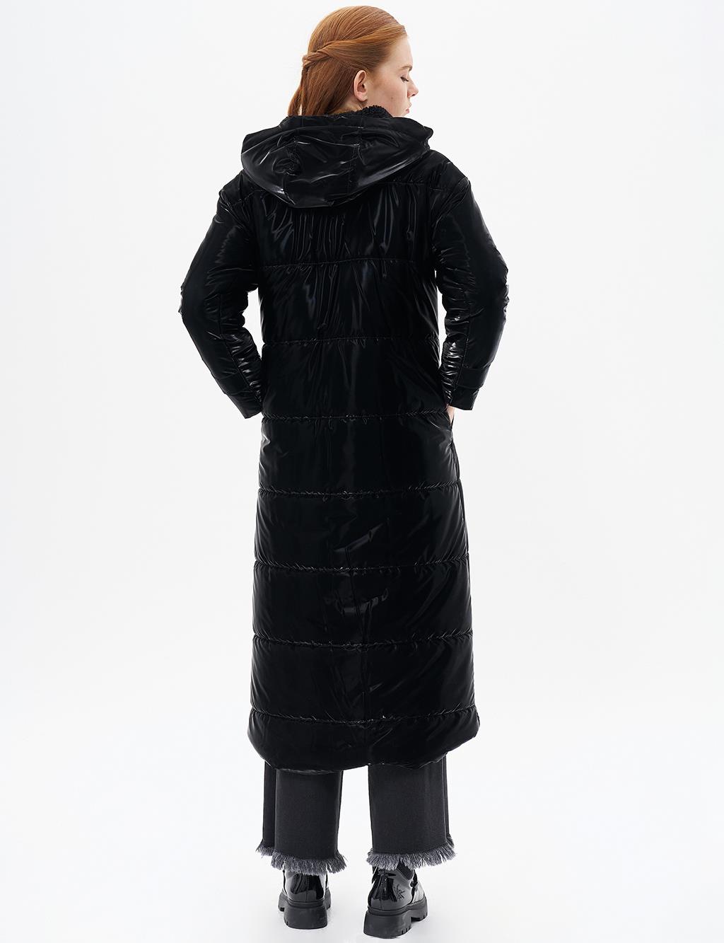 Hidden Hood Detail Coat Black