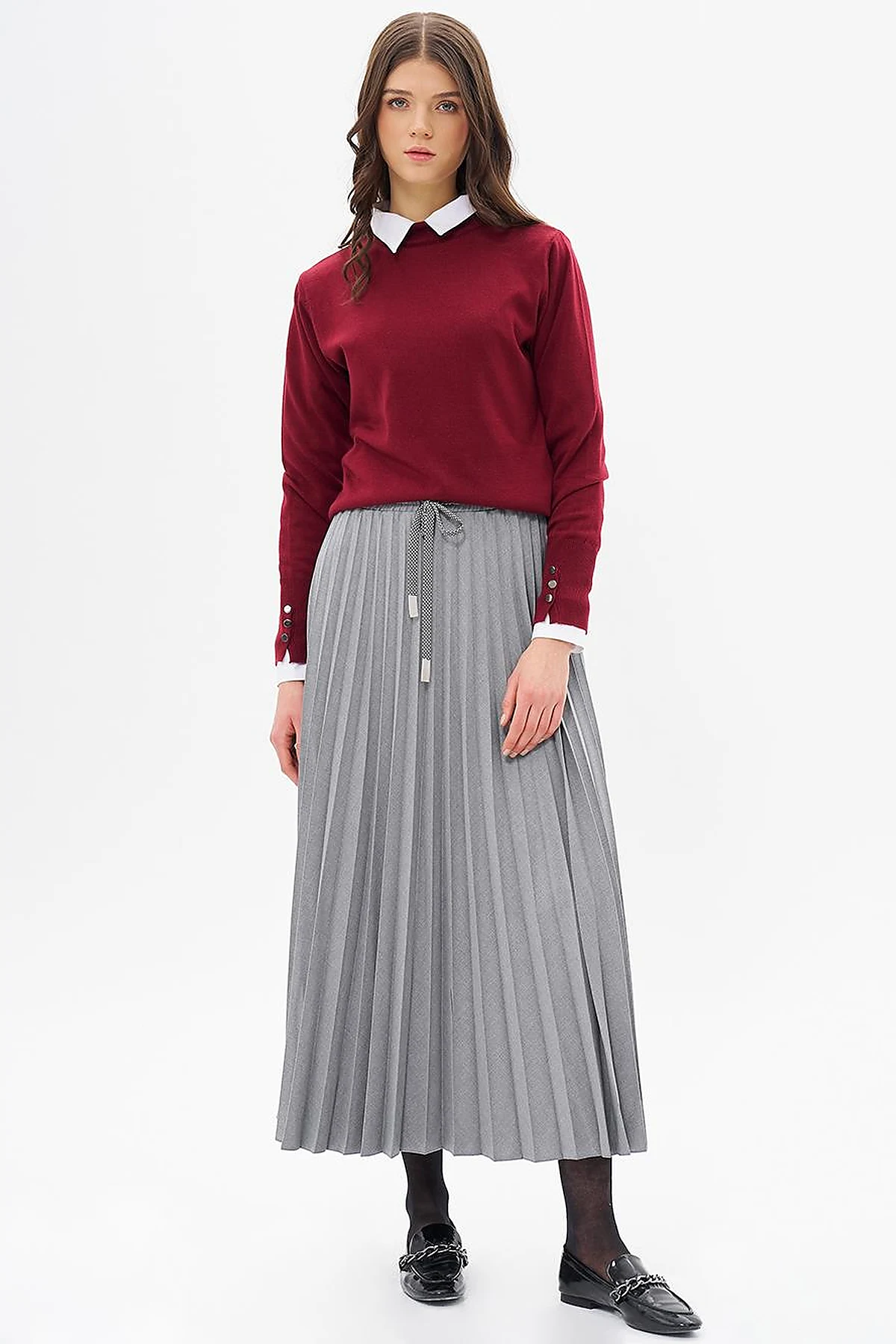 Basic Knit Sweater in Burgundy