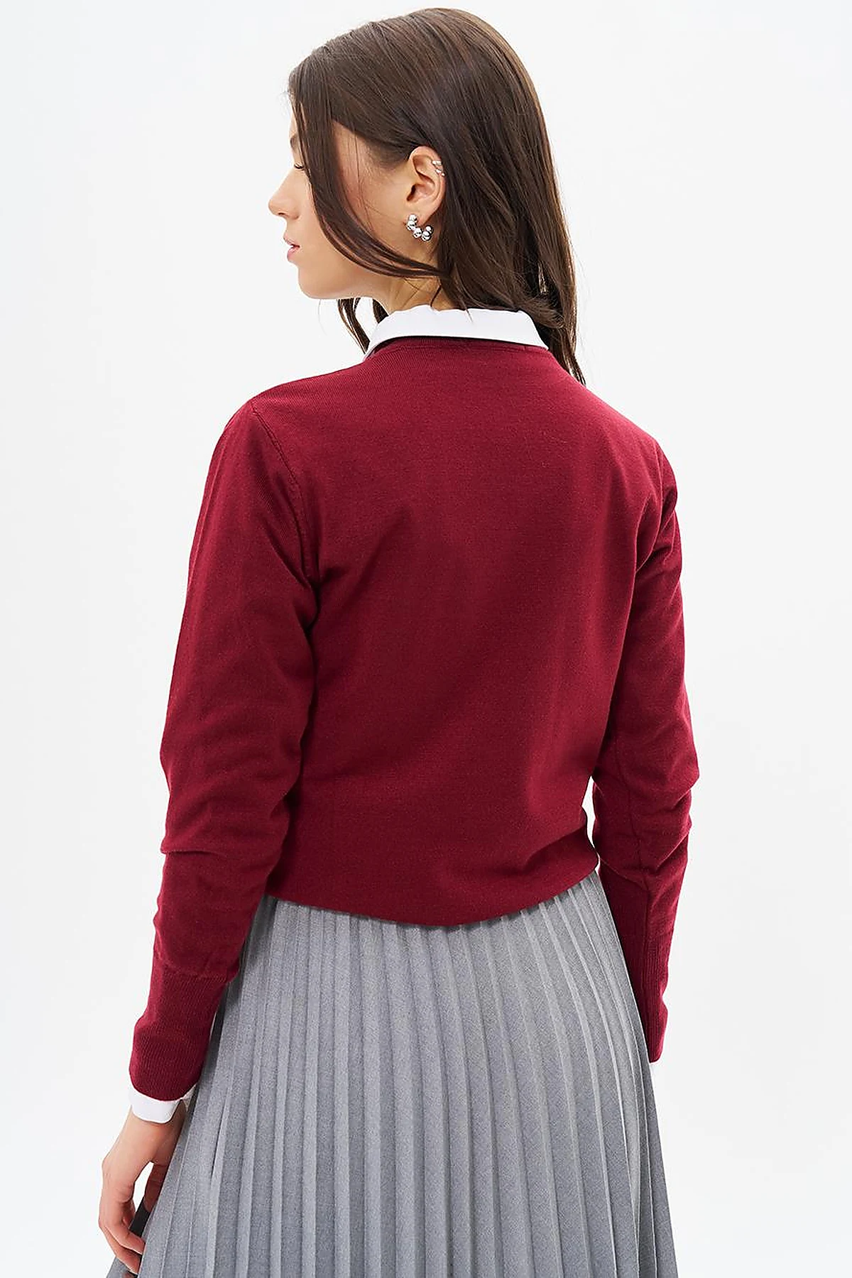 Basic Knit Sweater in Burgundy