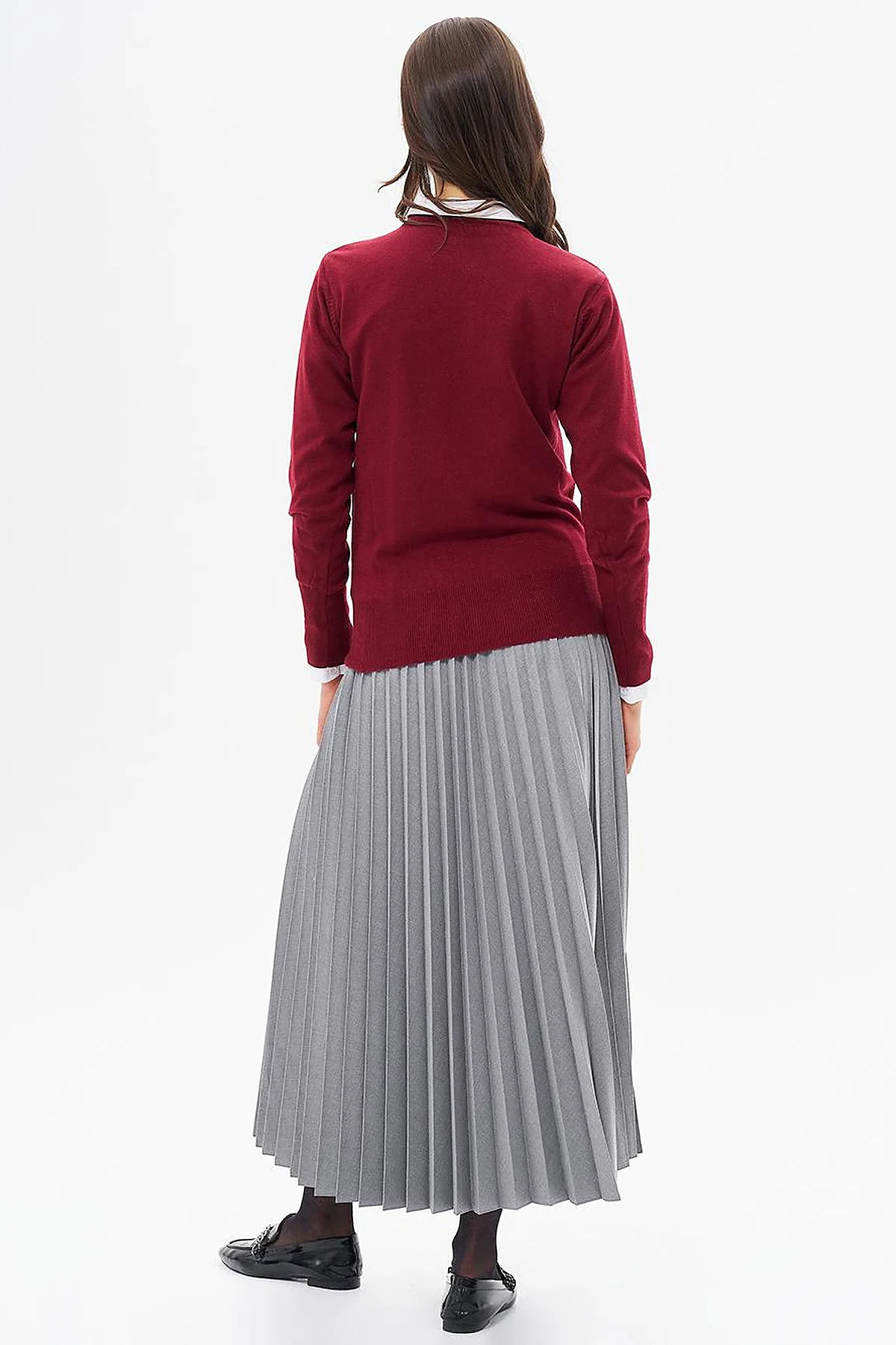 Basic Knit Sweater in Burgundy