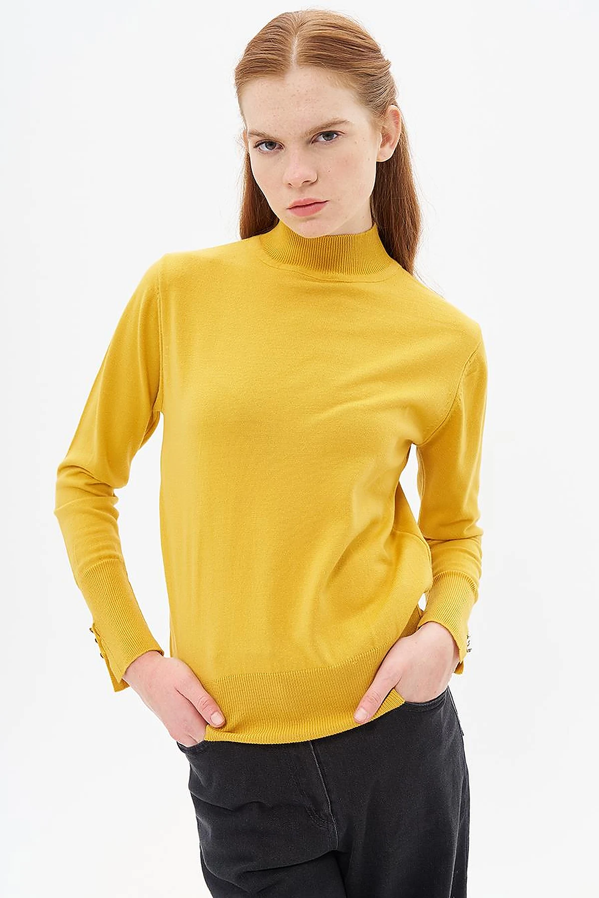 Basic Knit Sweater in Mustard
