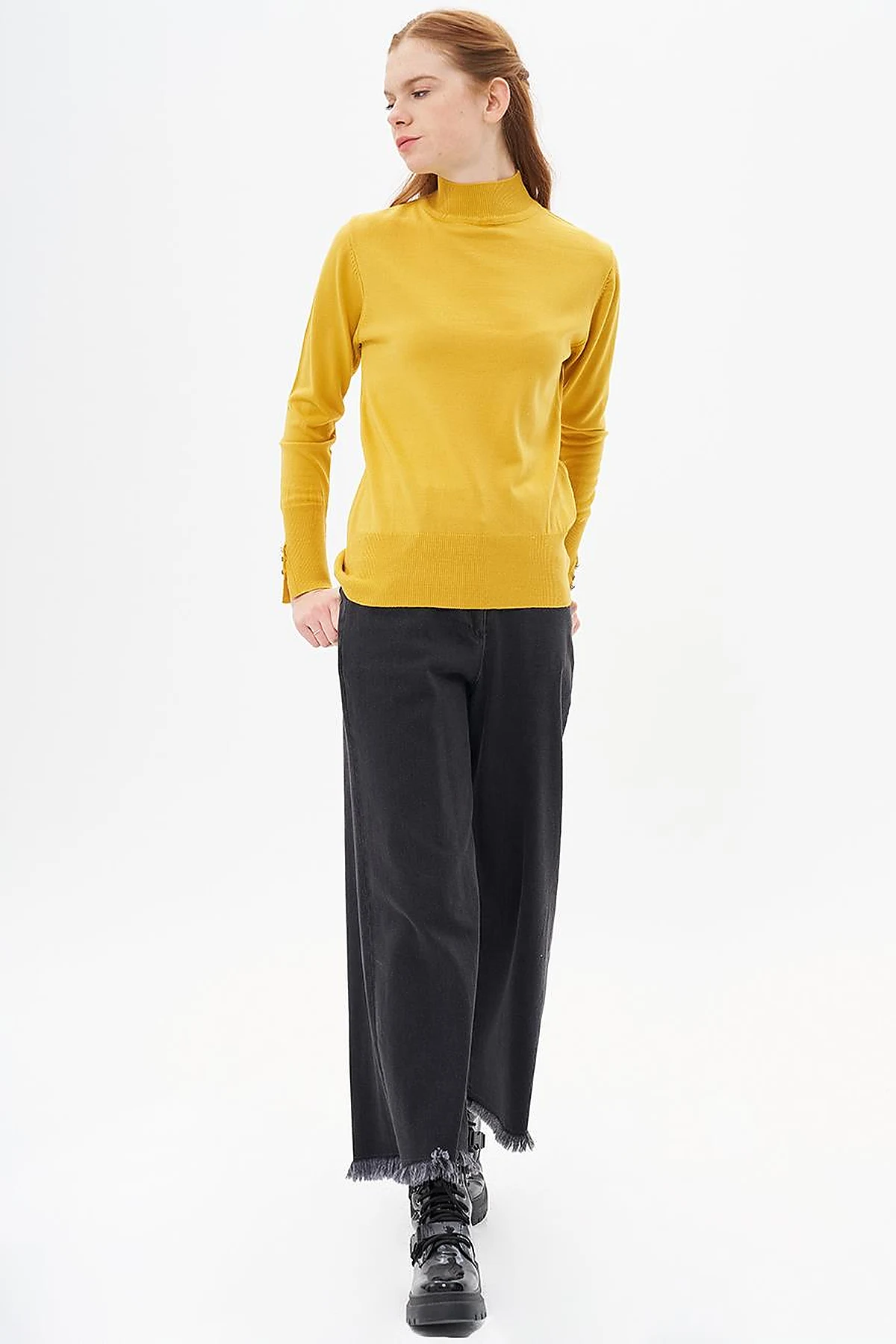 Basic Knit Sweater in Mustard