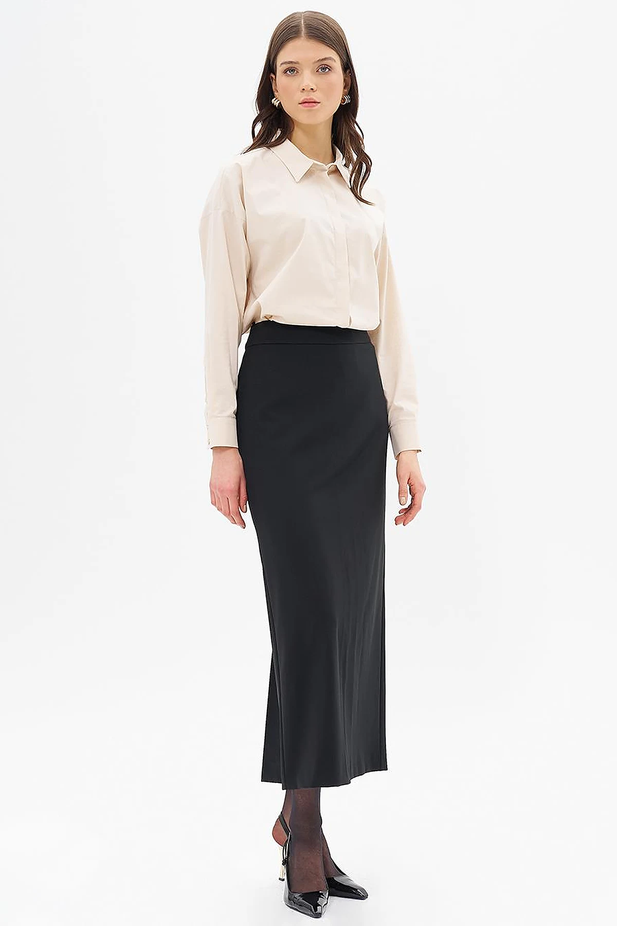 Skirt with Hidden Slit Detail Black