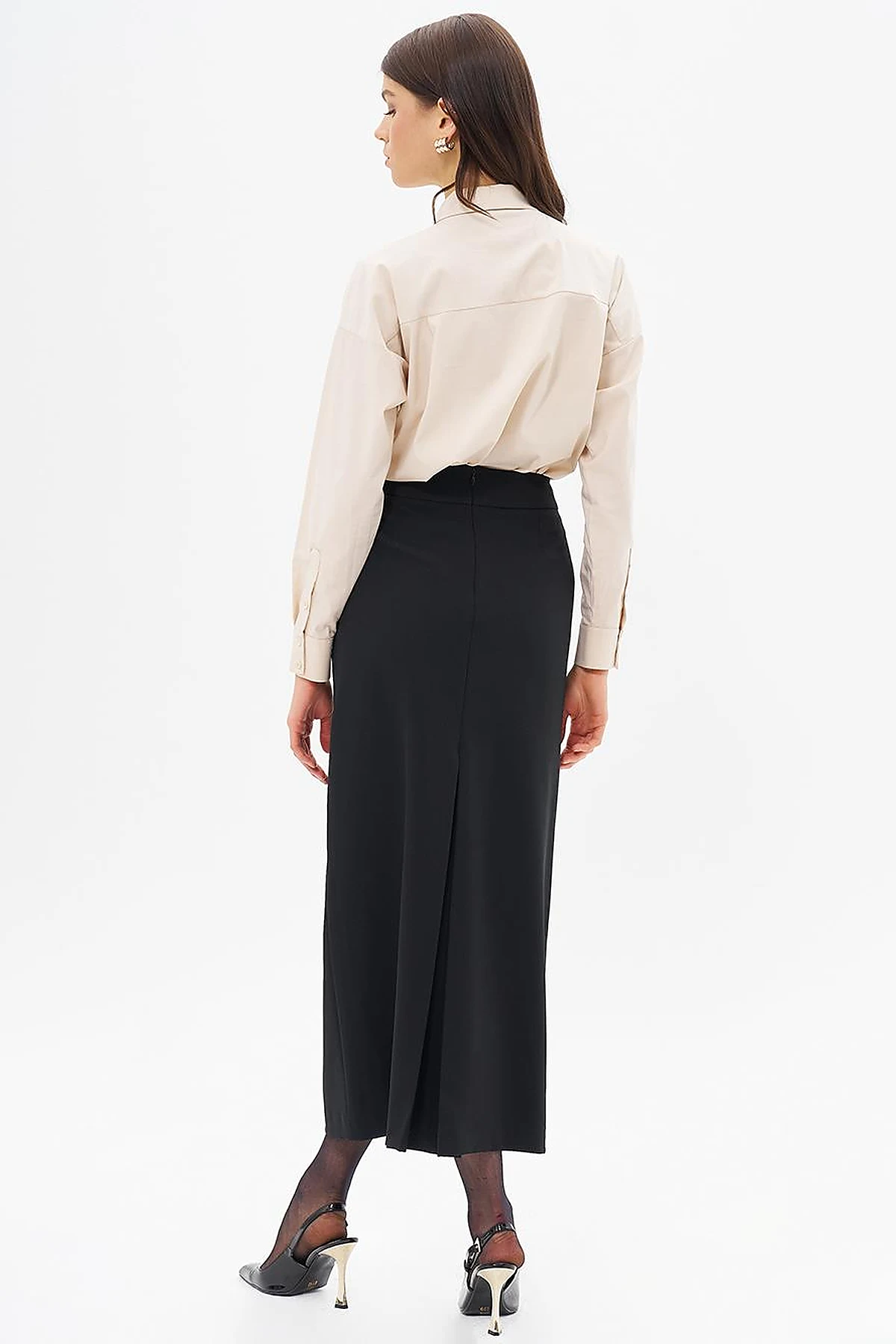 Skirt with Hidden Slit Detail Black