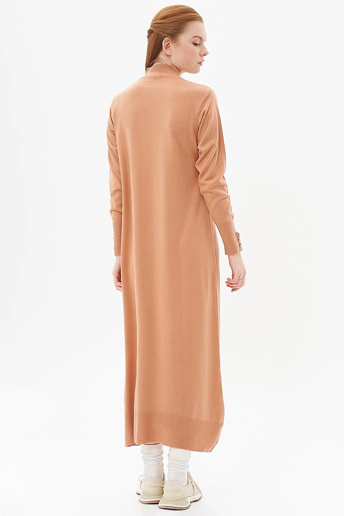Half Turtleneck Knit Dress Salmon