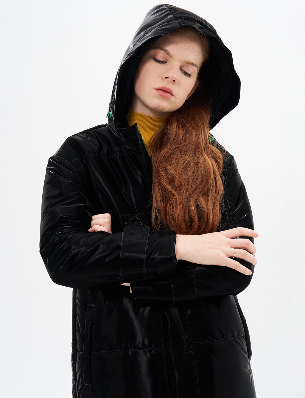 Hidden Hood Detail Coat Black