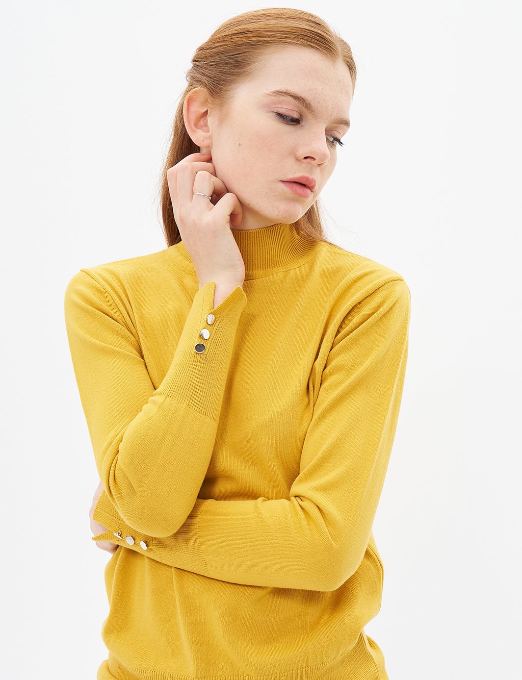 Basic Knit Blouse Mustard