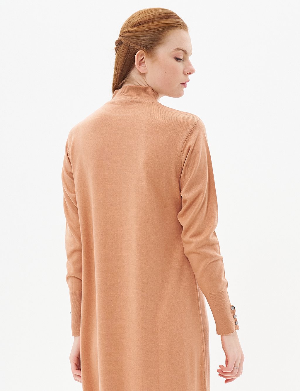 Half Turtleneck Knit Dress Salmon