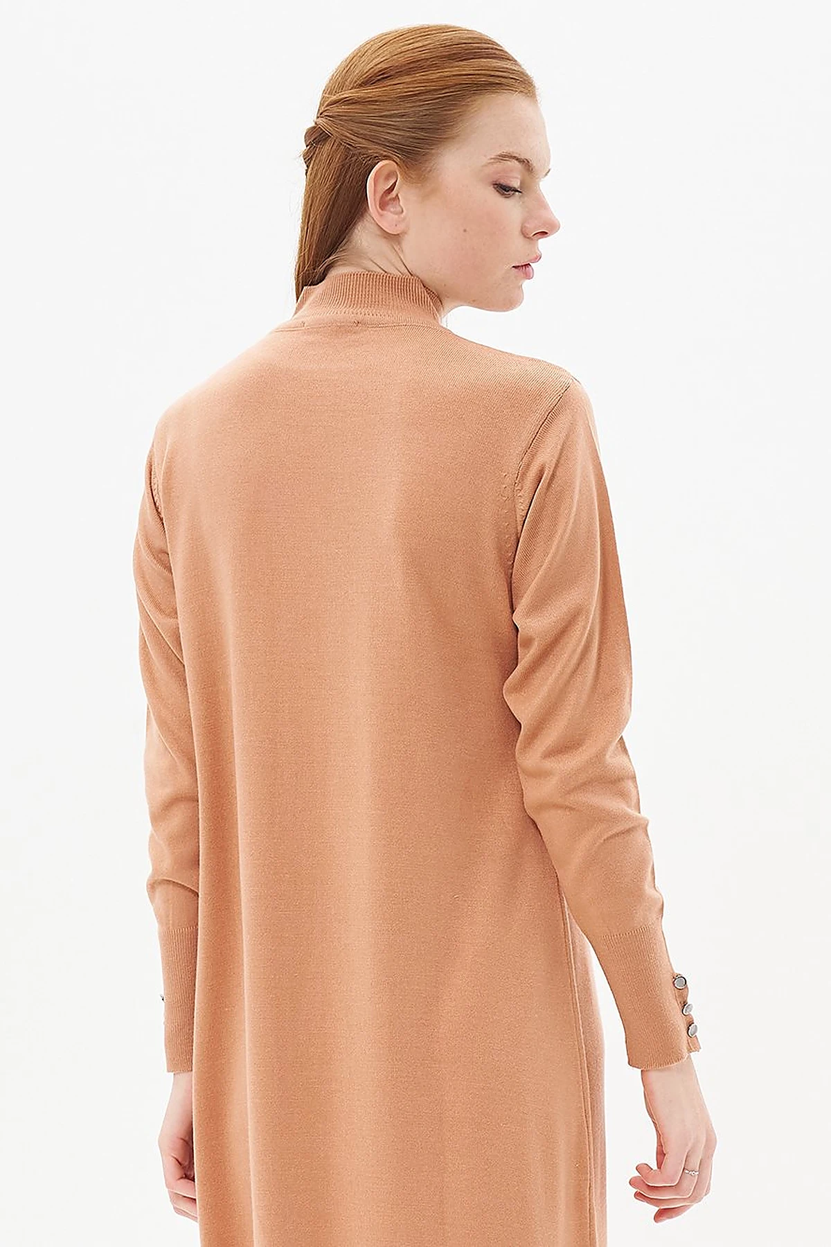 Half Turtleneck Knit Dress Salmon