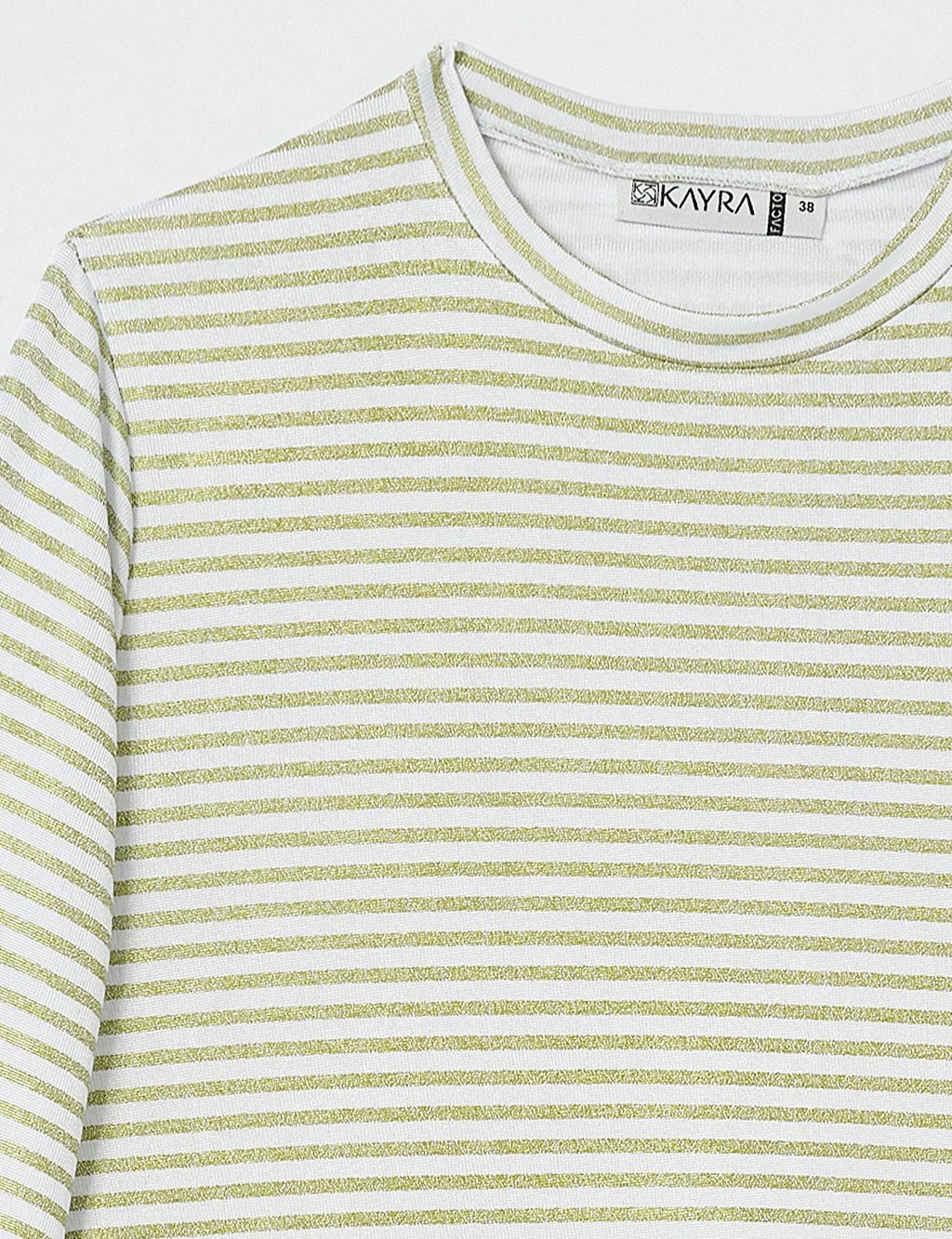 Striped Crew Neck Sweatshirt in Pistachio Green