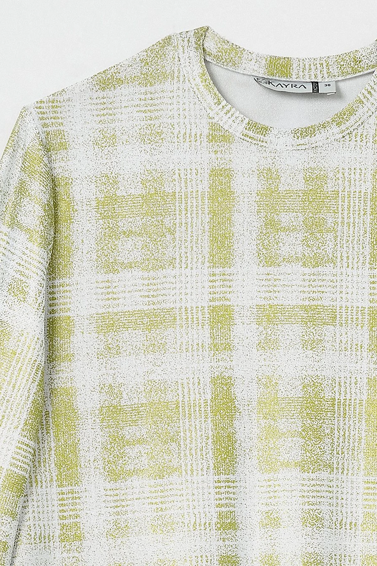 Çizgili Örme Sweatshirt Fıstık Yeşili 