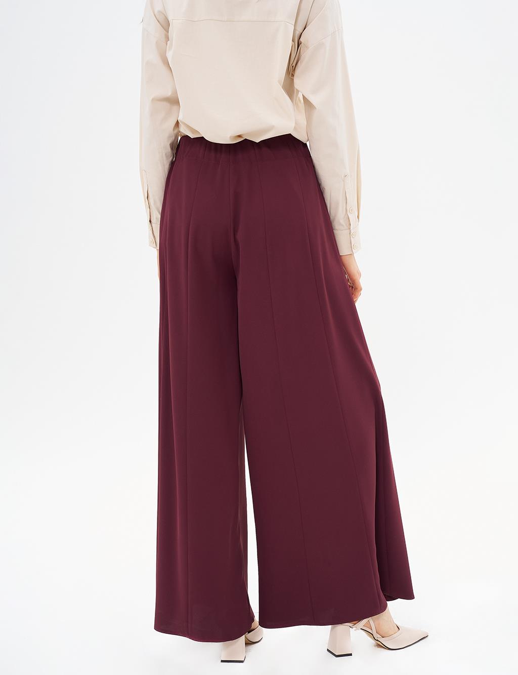 Wide Leg Pants Burgundy