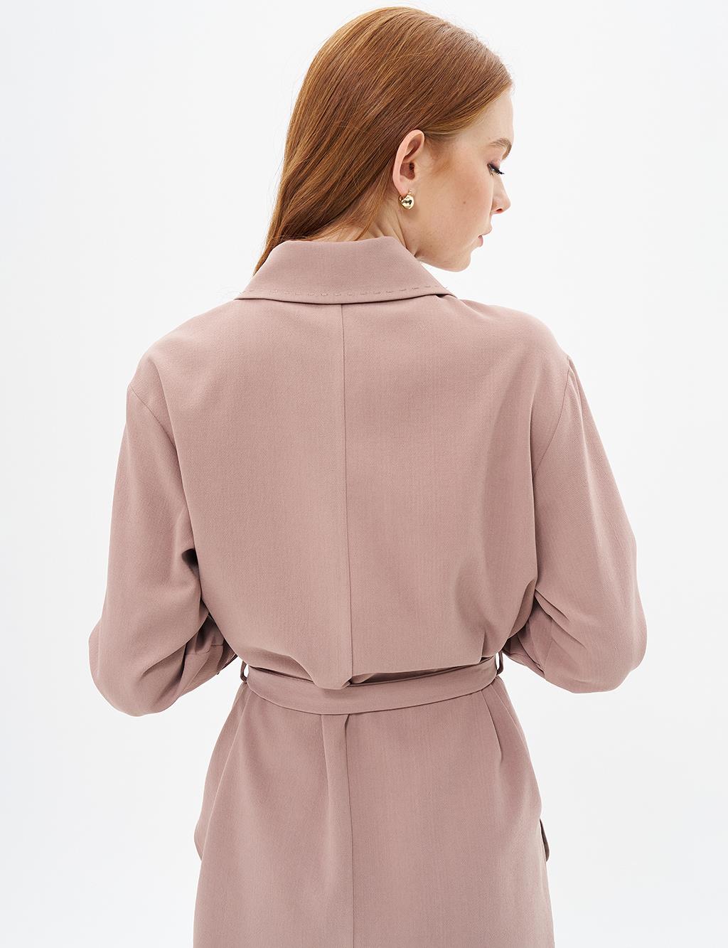 Point Stitched Belted Tunic Mink