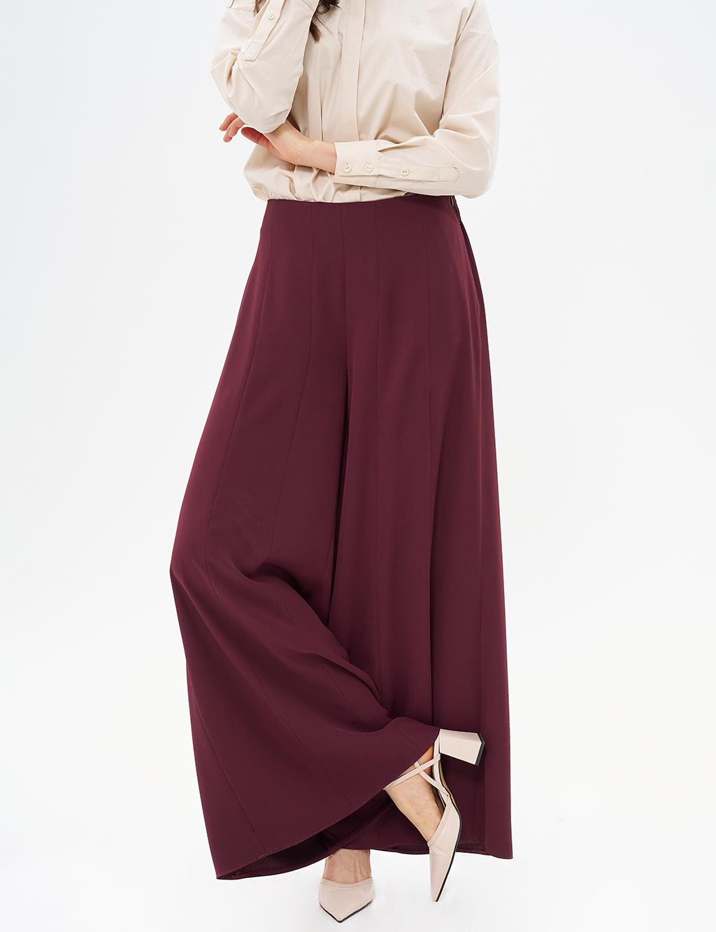 Wide Leg Pants Burgundy