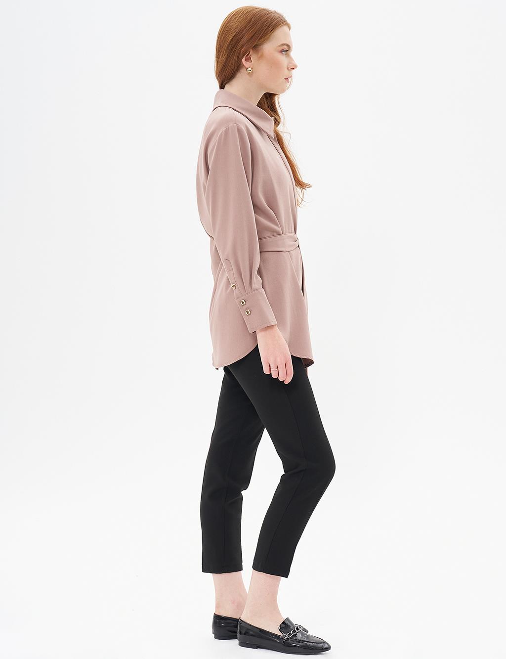 Point Stitched Belted Tunic Mink