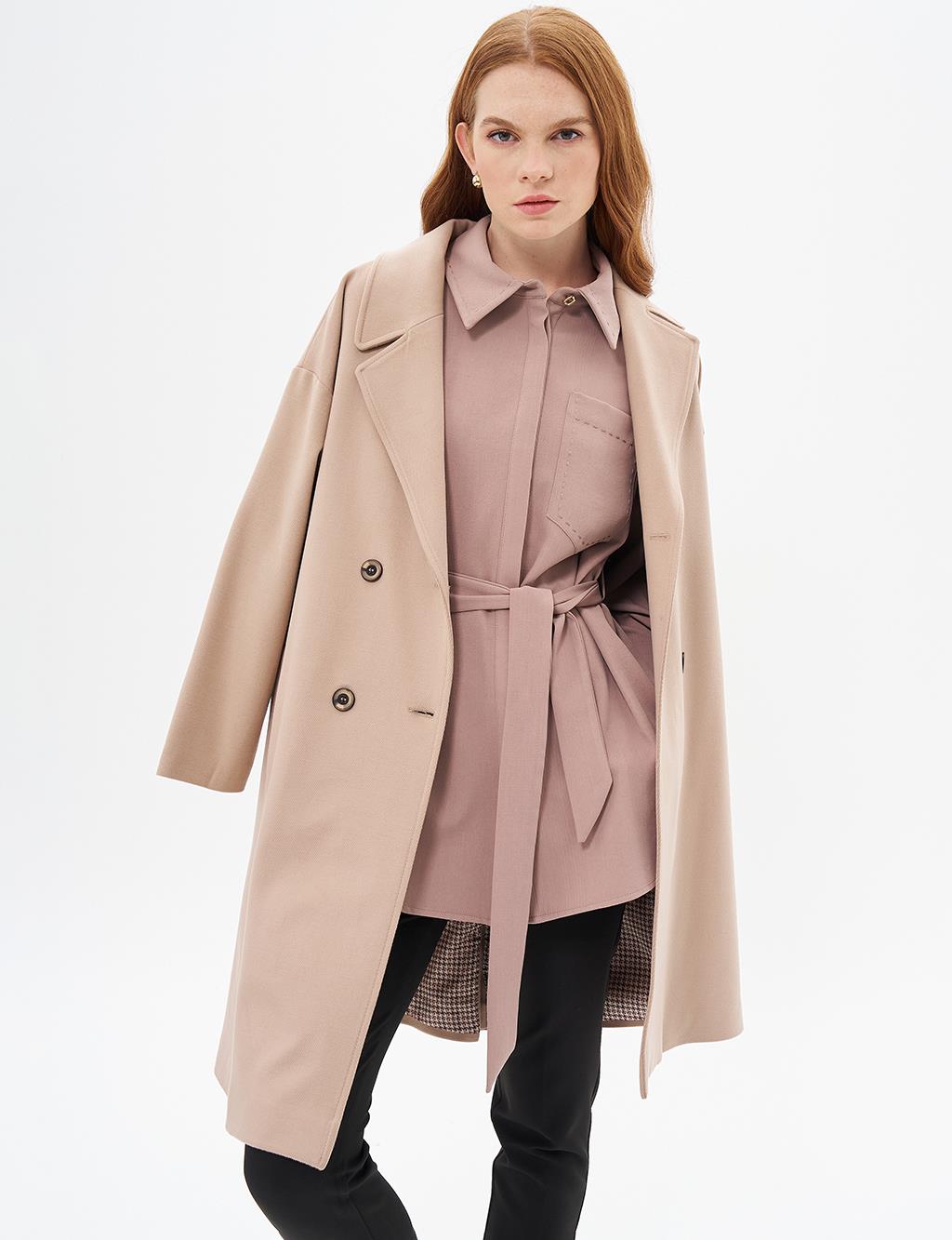 Double Breasted Cashmere Coat Beige