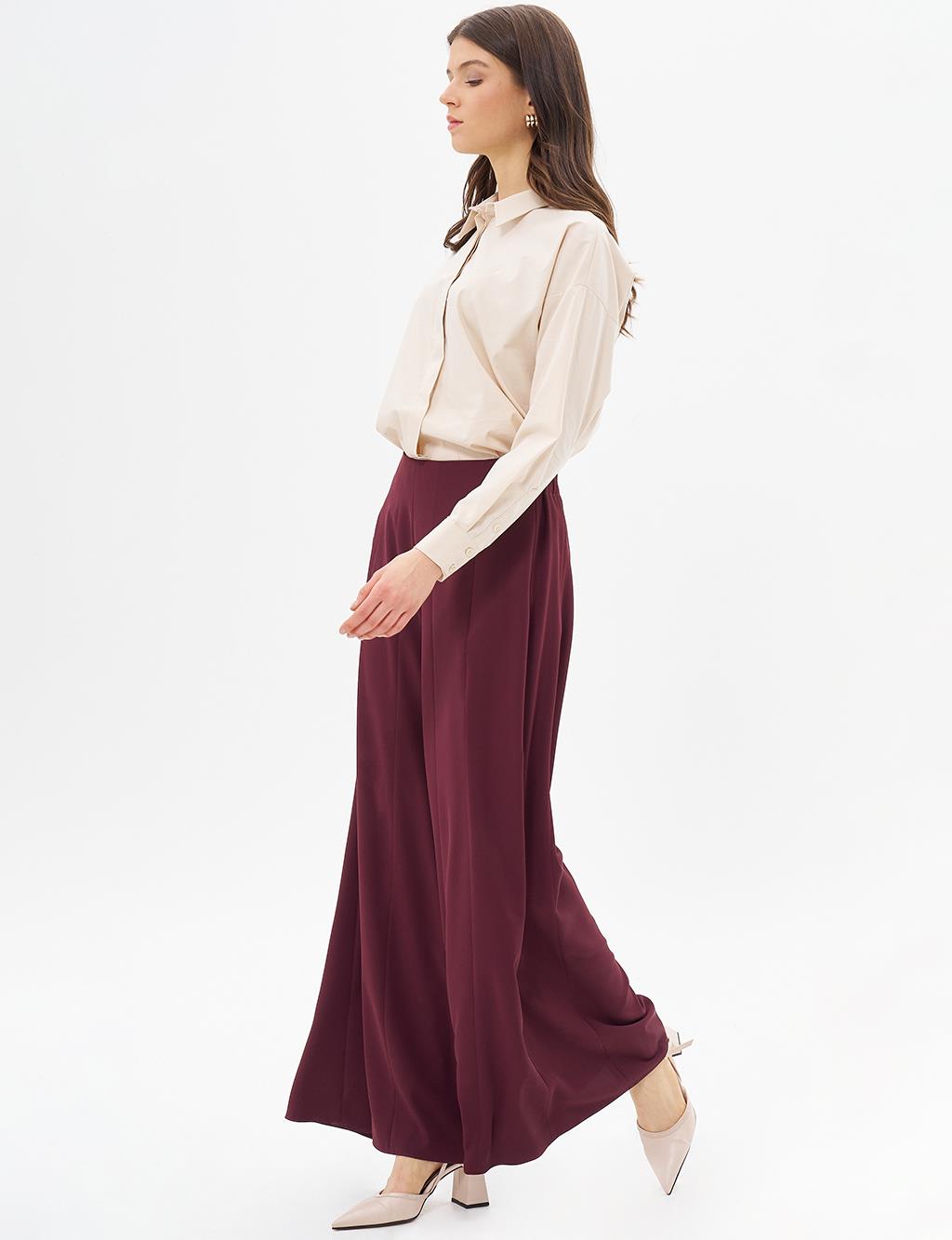 Wide Leg Pants Burgundy