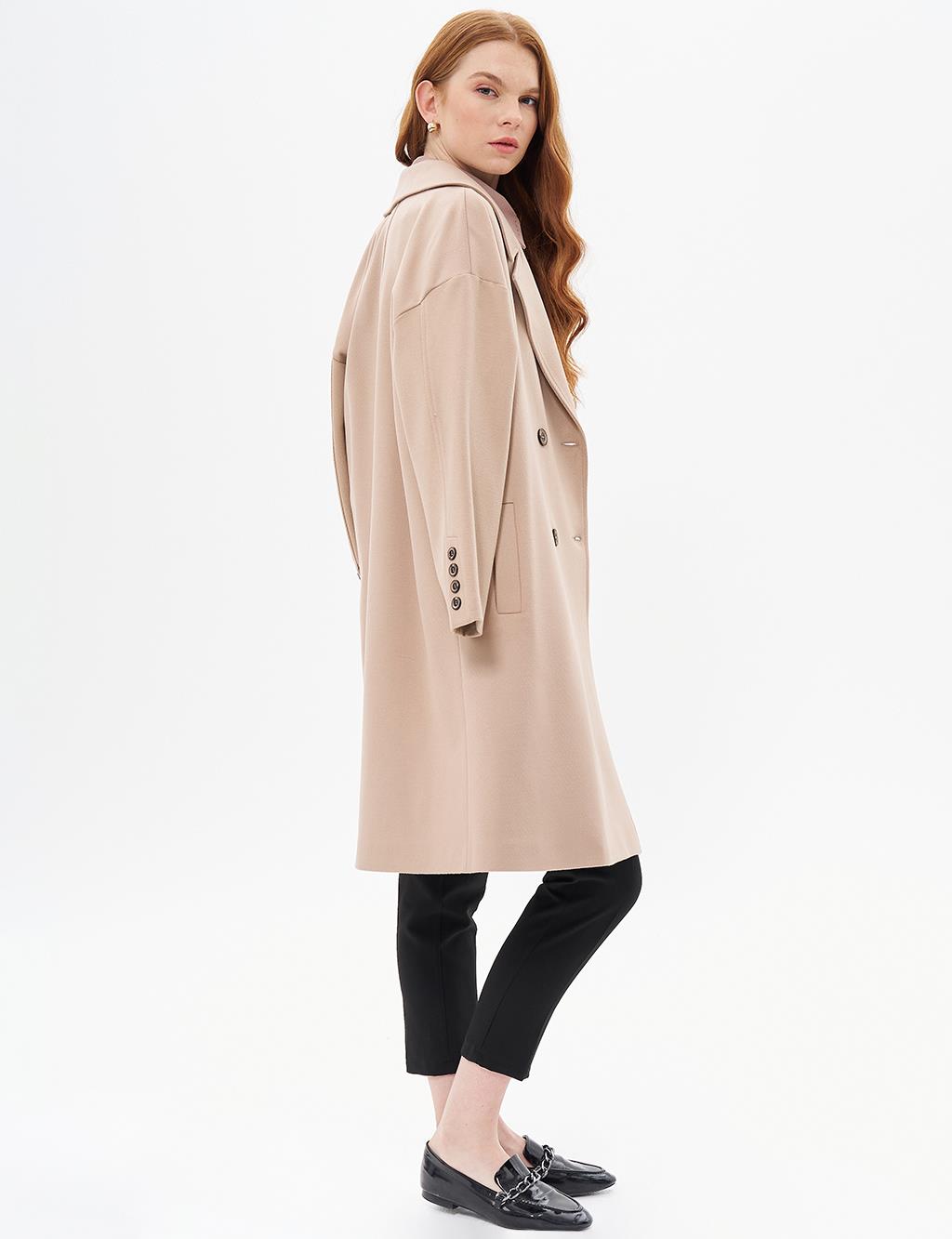 Double Breasted Cashmere Coat Beige