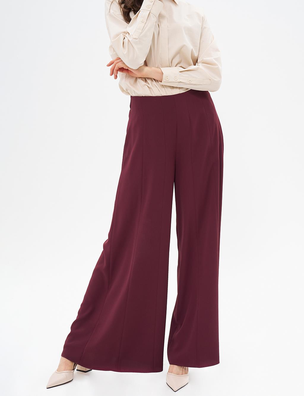 Wide Leg Pants Burgundy