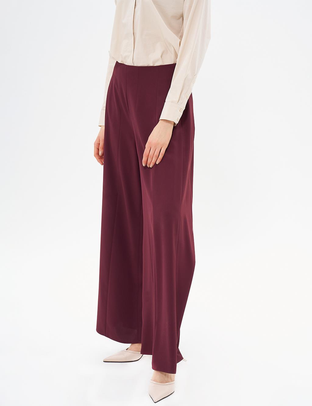 Wide Leg Pants Burgundy