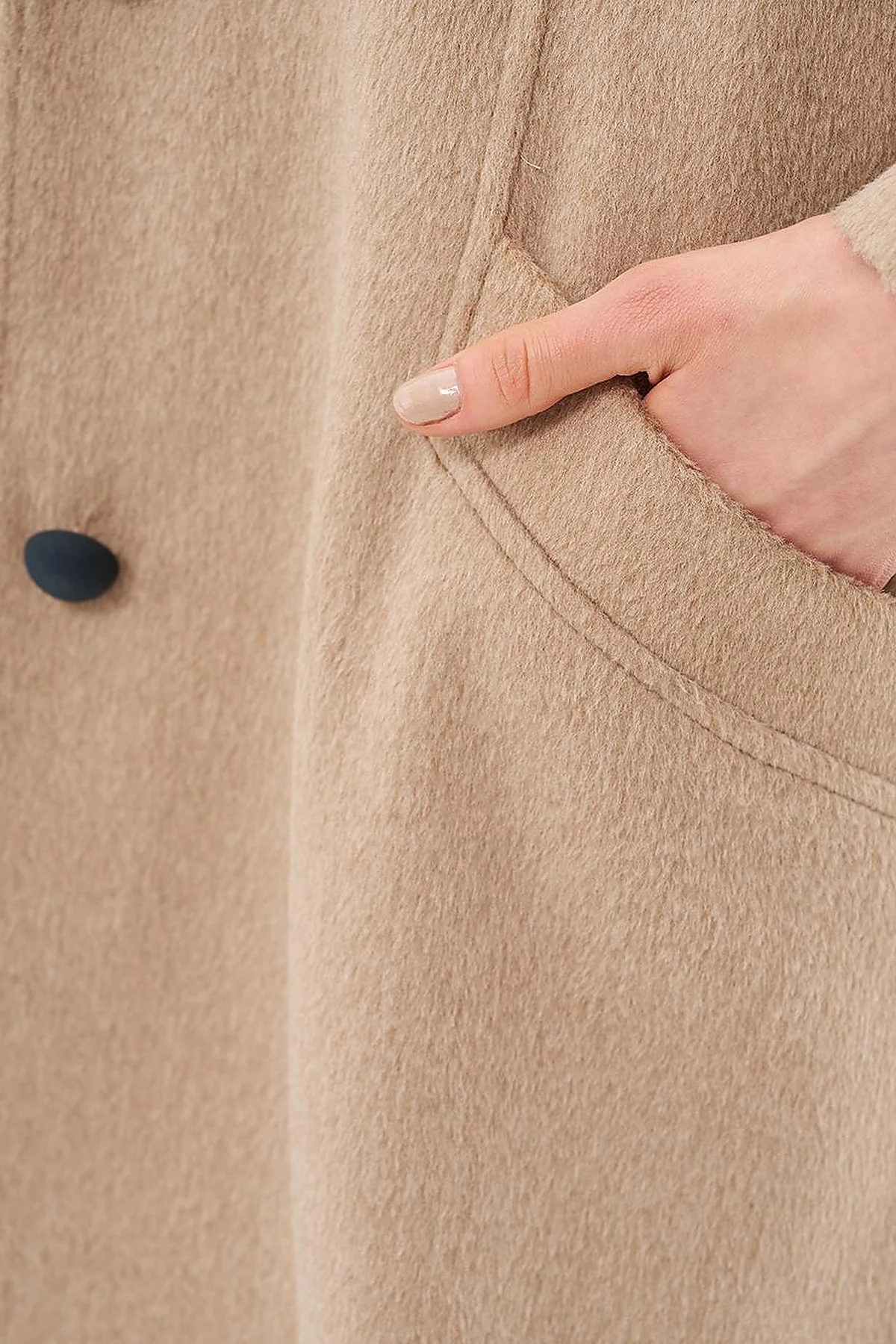 Cloak Collar Cashmere Coat Beige