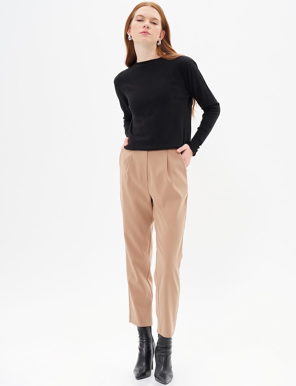 Waist Detailed Carrot Pants Beige