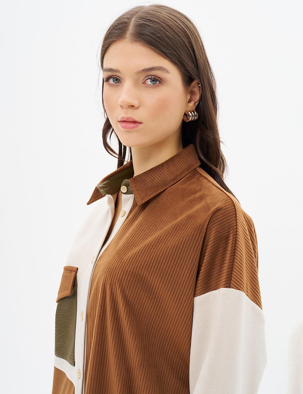 Single Pocket Velvet Tunic Camel