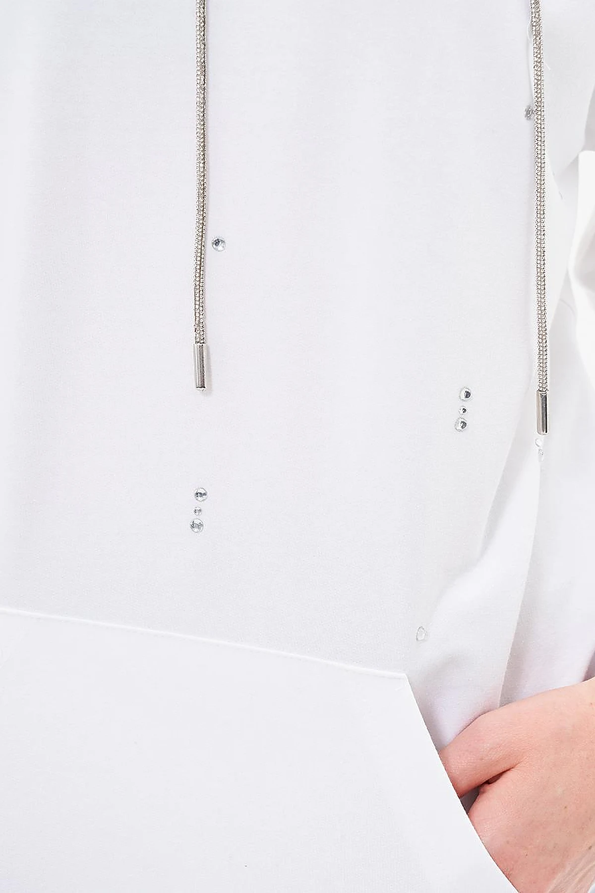 Hotfix Printed Hooded 2 Thread Sweatshirt Optic White