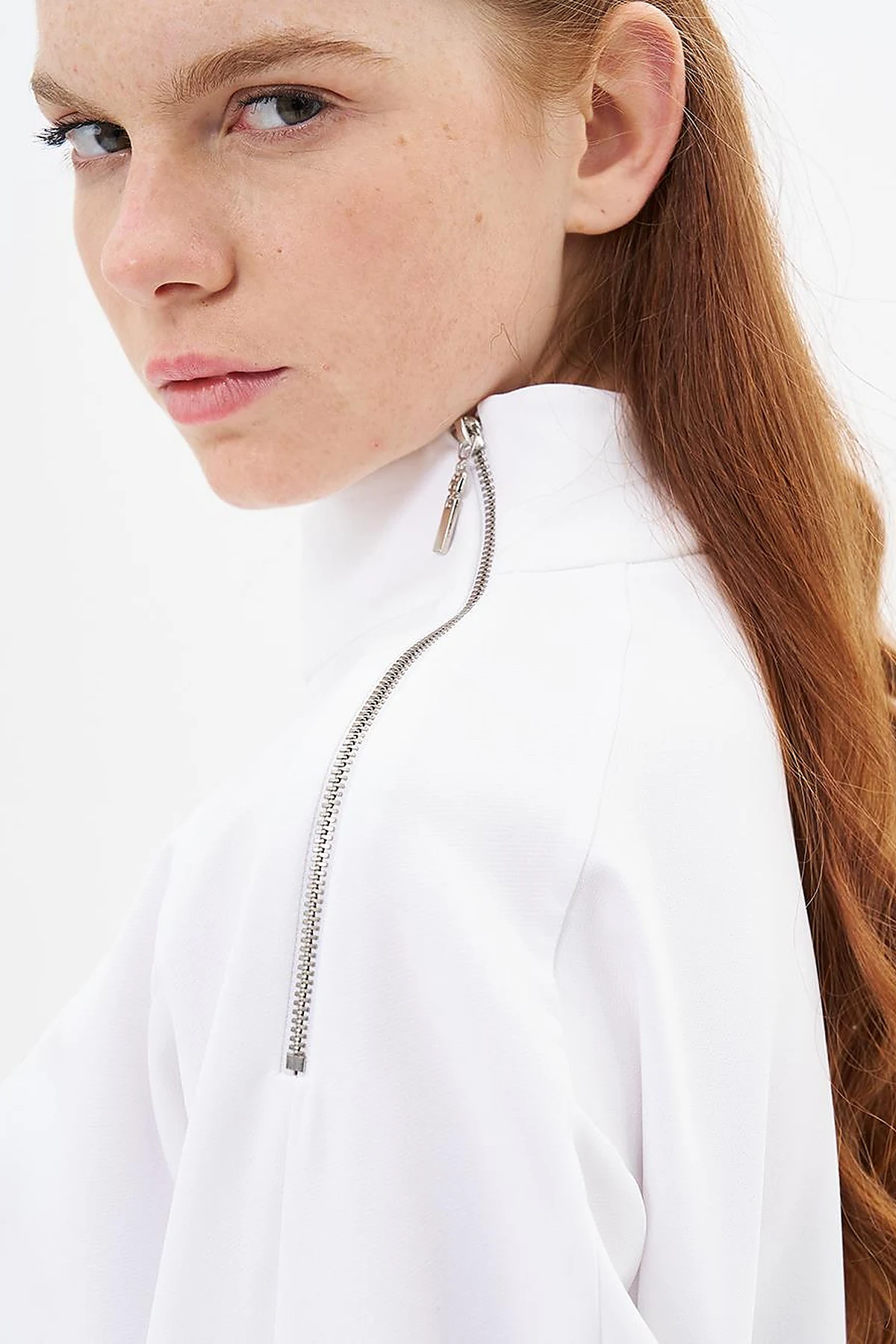 Sequin Embroidered Crop Optic White