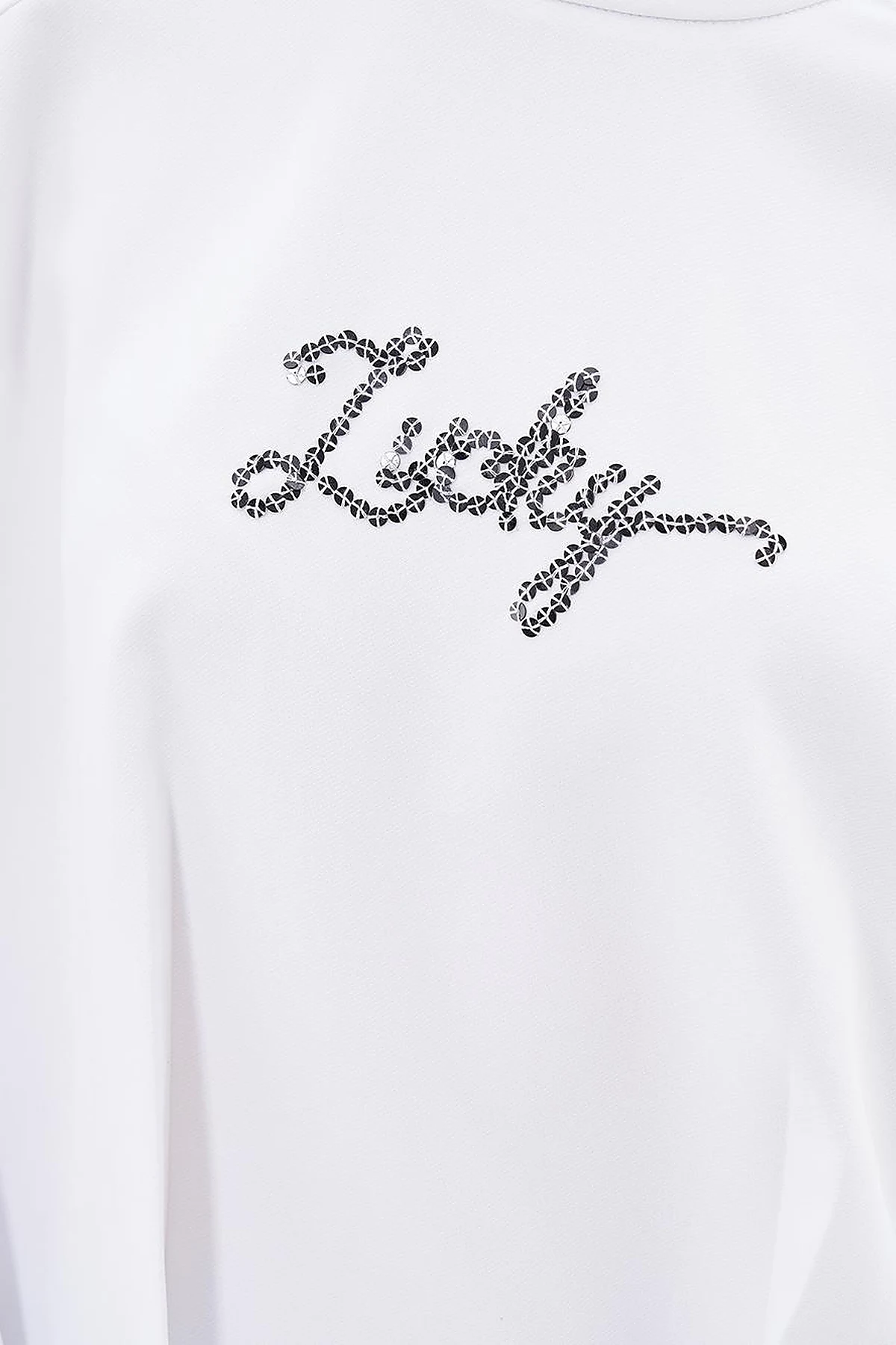 Sequin Embroidered Crop Optic White