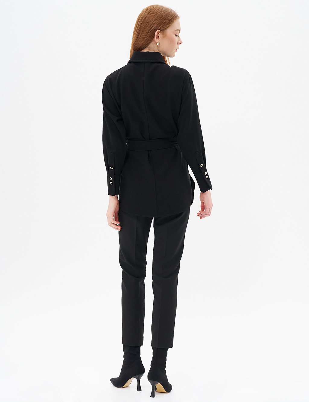 Punto Stitched Belted Tunic Black