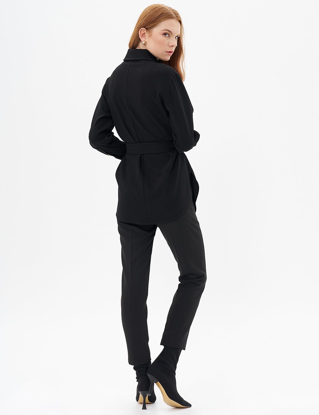Punto Stitched Belted Tunic Black