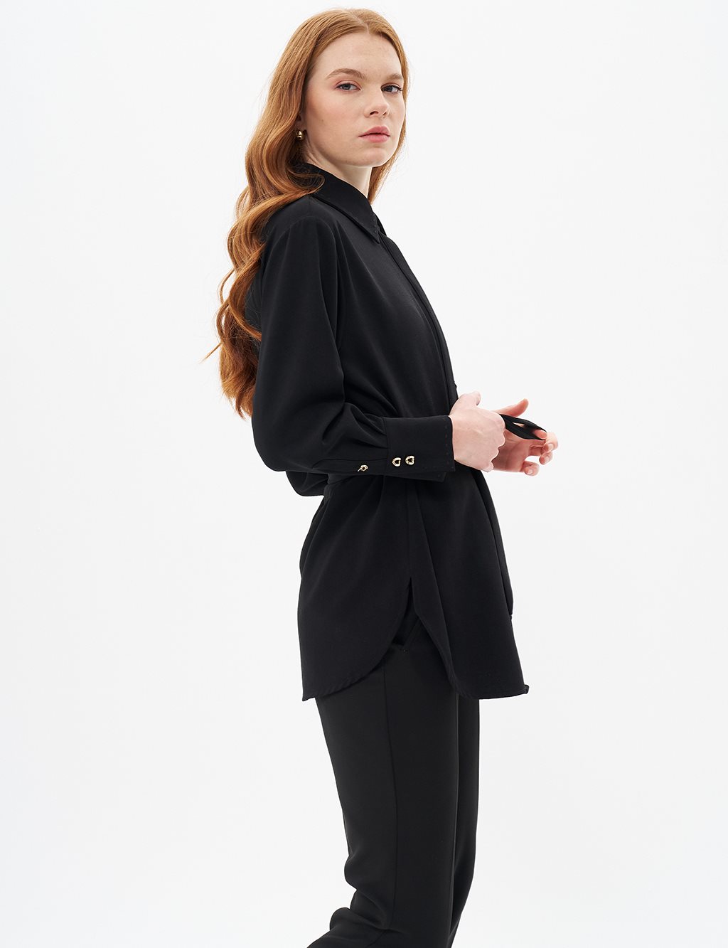 Punto Stitched Belted Tunic Black