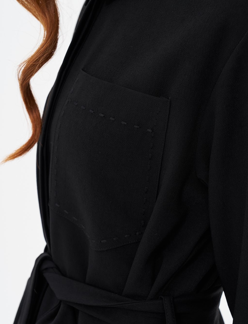 Punto Stitched Belted Tunic Black