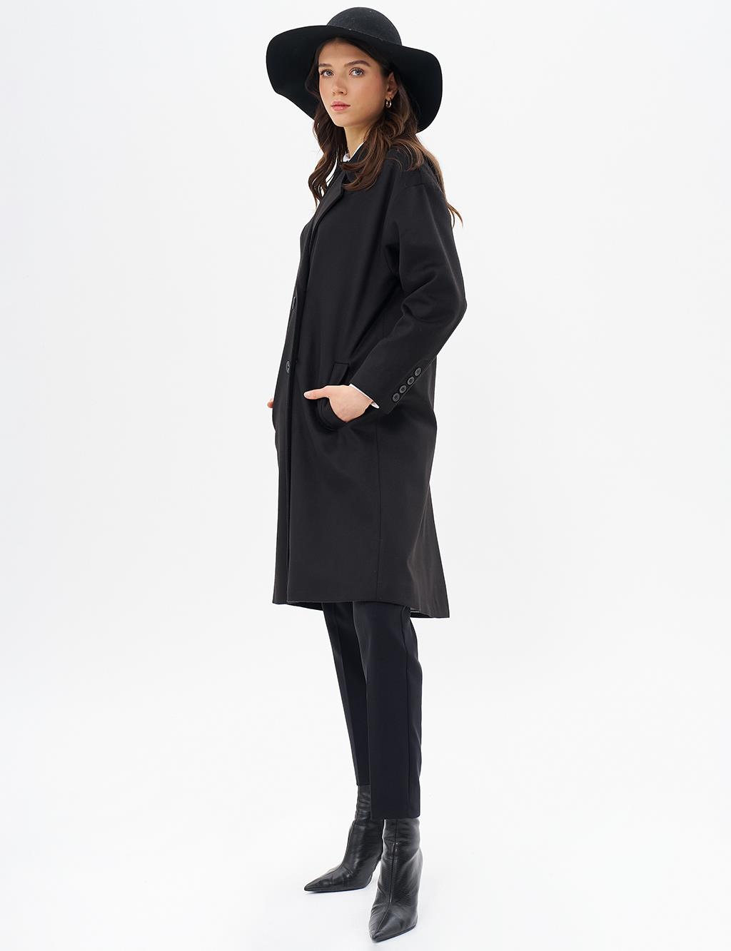 Double Breasted Cashmere Coat Black