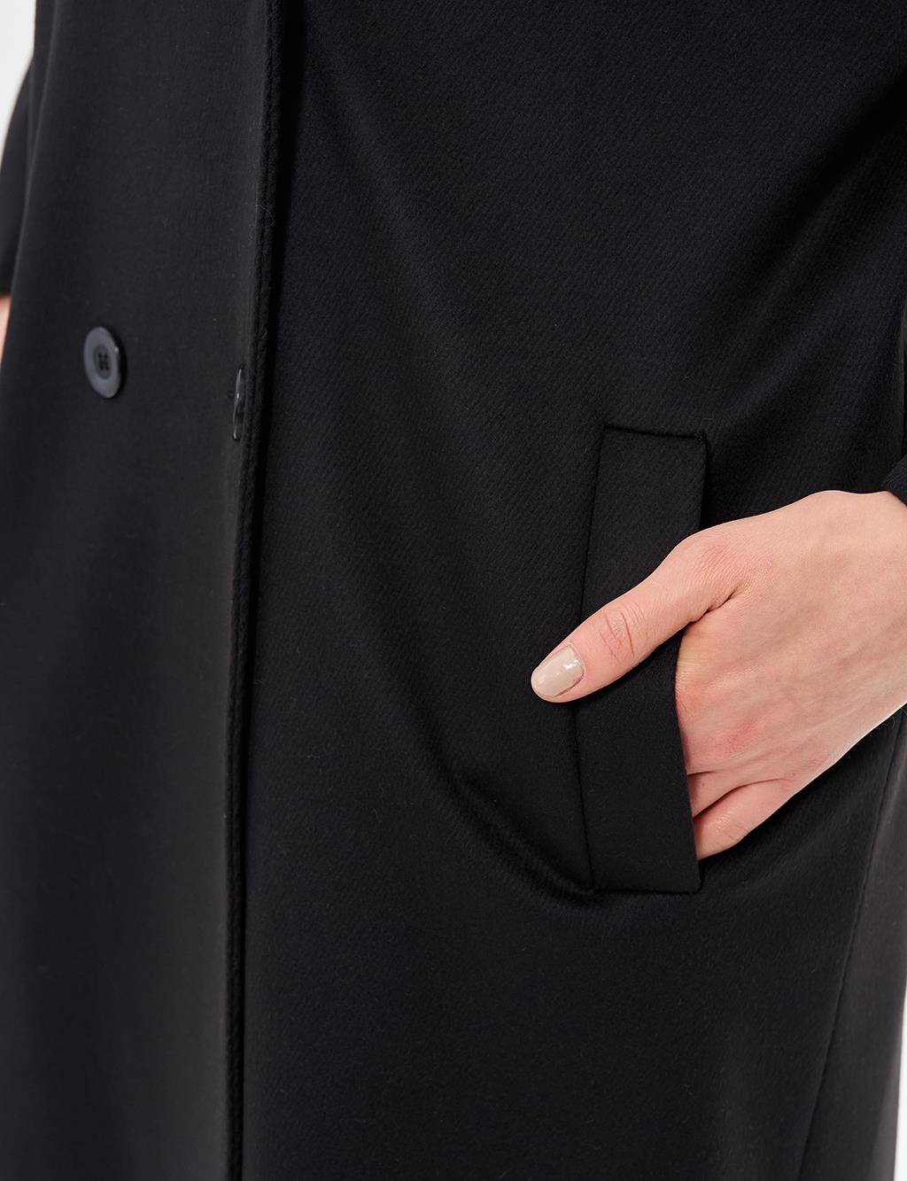 Double Breasted Cashmere Coat Black