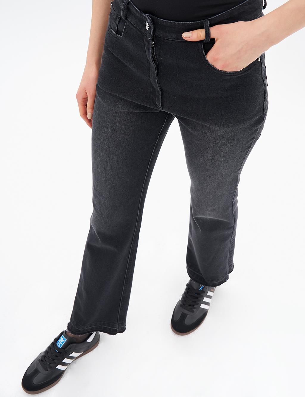 Marine Straight High Waist Denim Pants Black