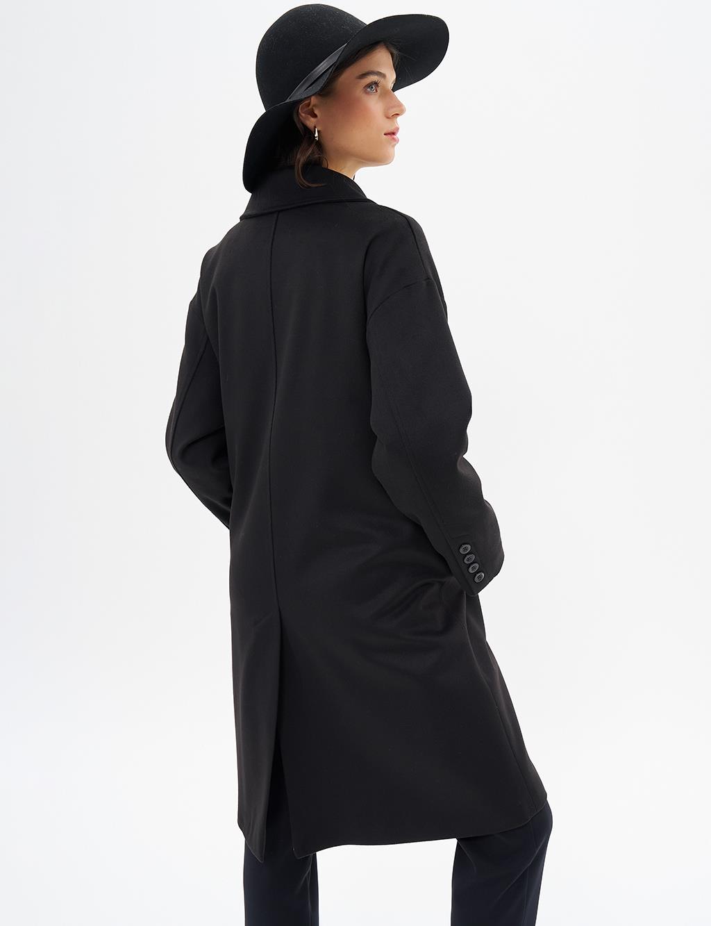 Double Breasted Cashmere Coat Black