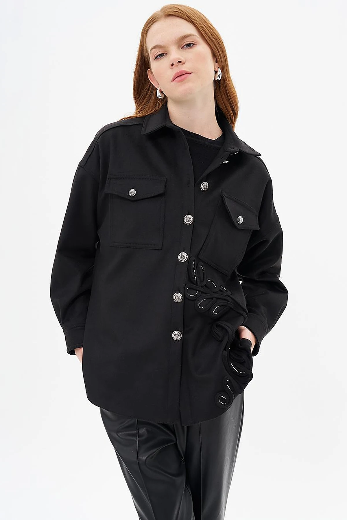 Gold Button Detailed Cashmere Jacket Black