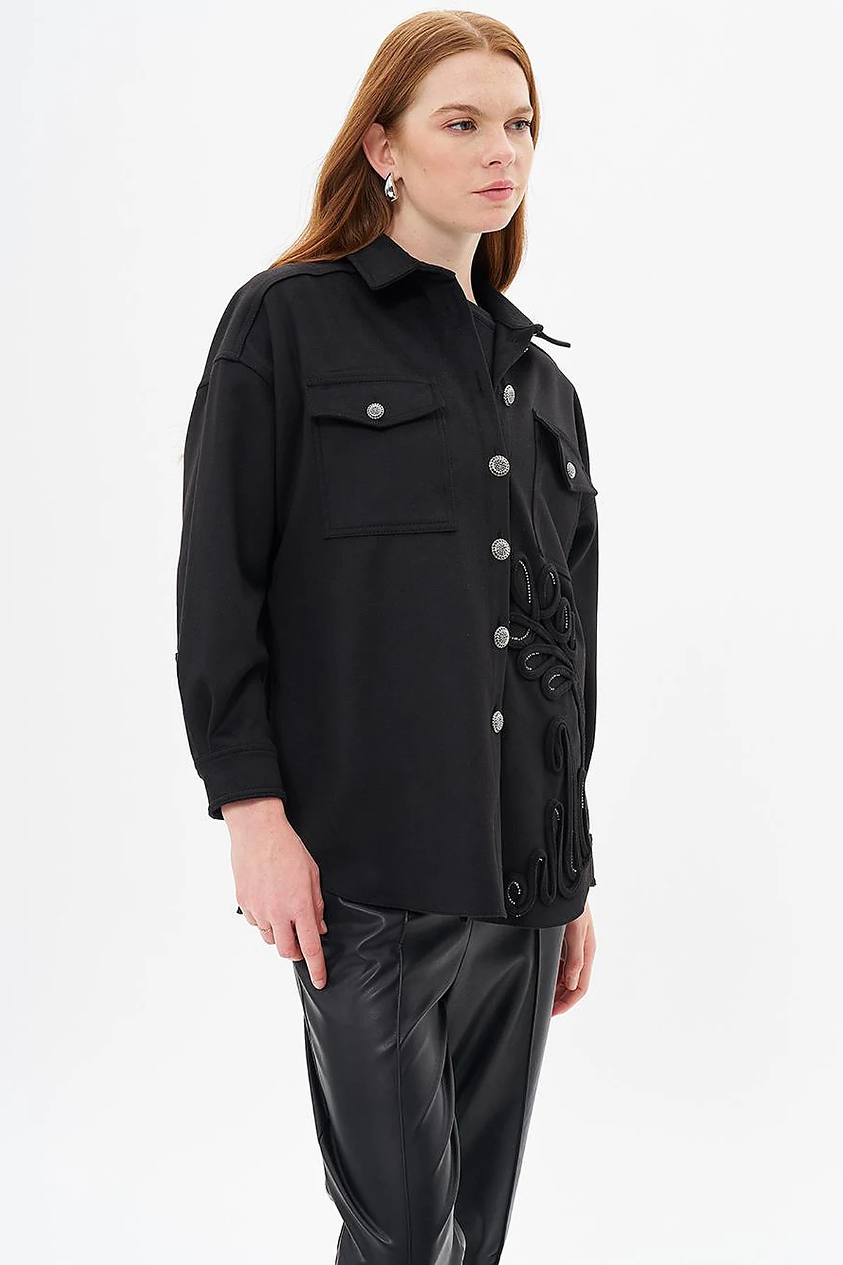 Gold Button Detailed Cashmere Jacket Black