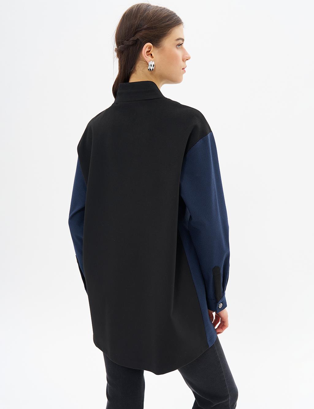 Half Zipper Closure Cashmere Sweatshirt Black