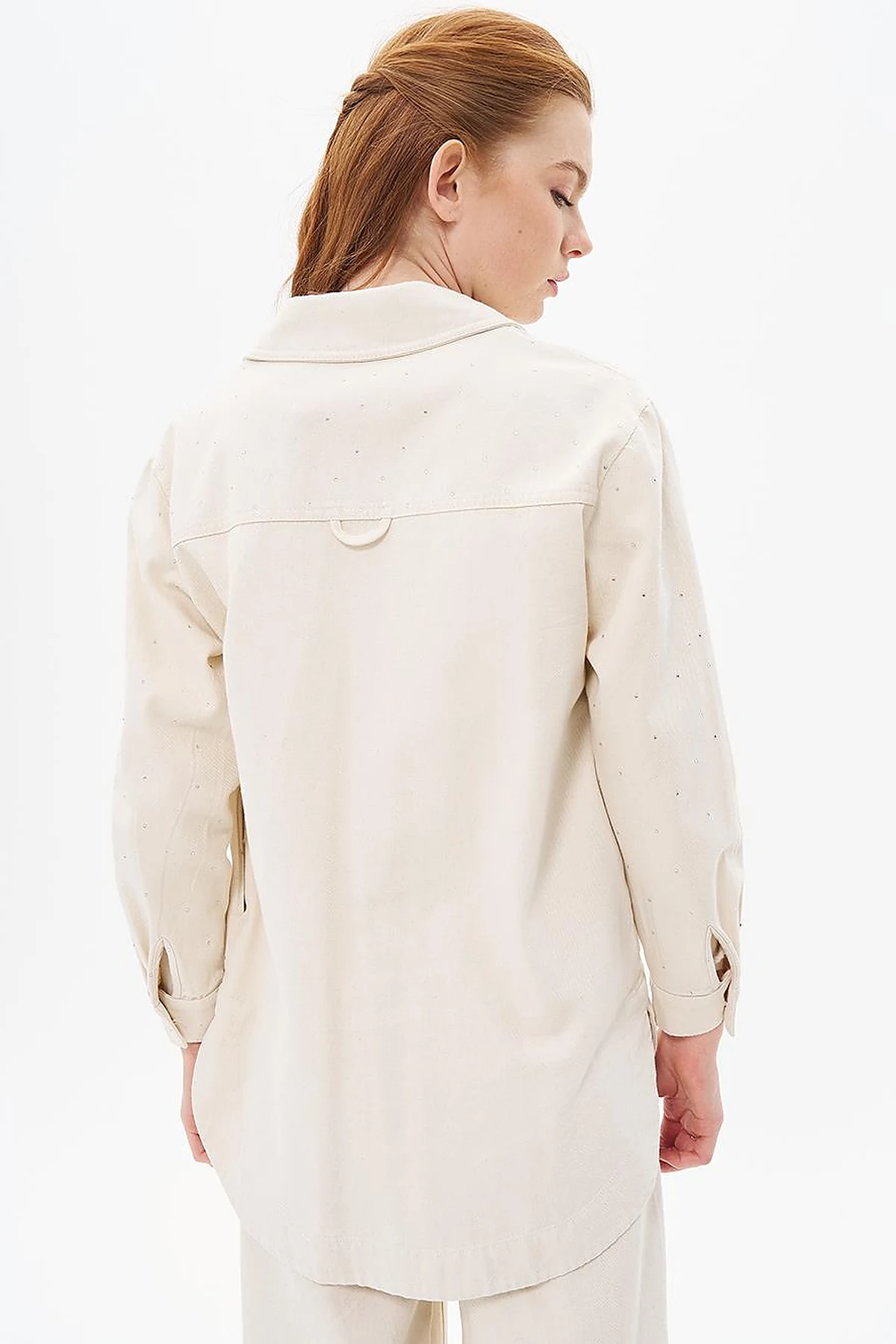Hotfix Printed Denim Jacket Cream