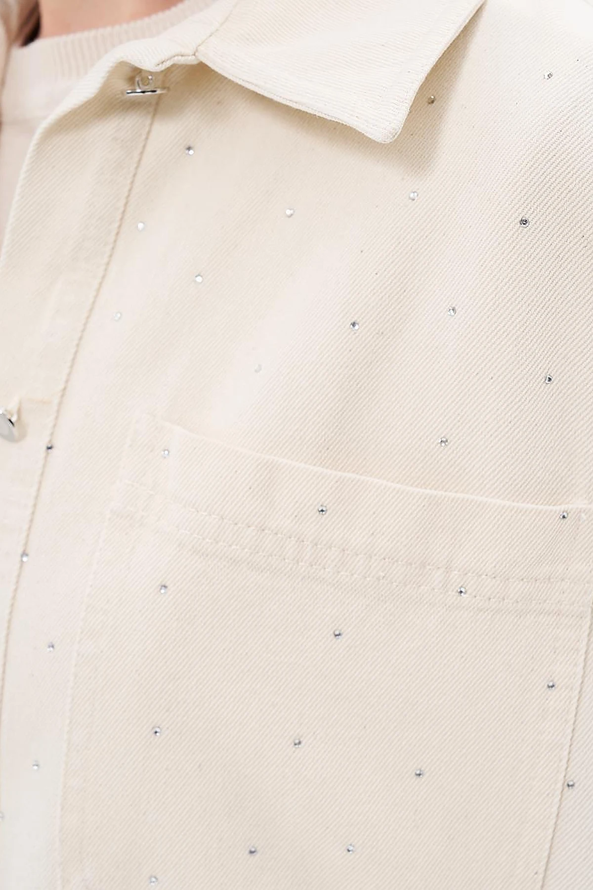 Hotfix Printed Denim Jacket Cream