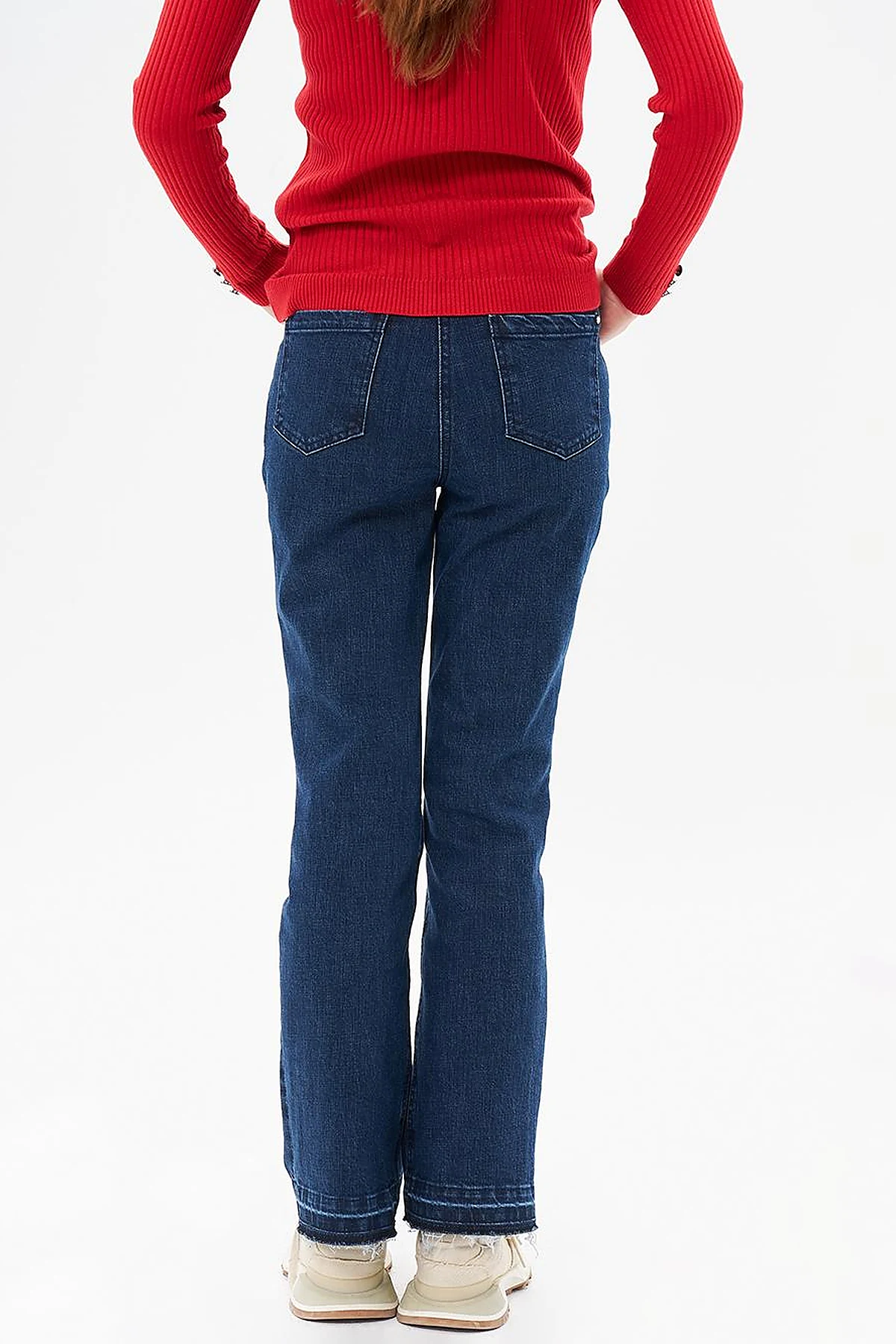 Marine Straight Yüksek Bel Denim Pantolon Lacivert