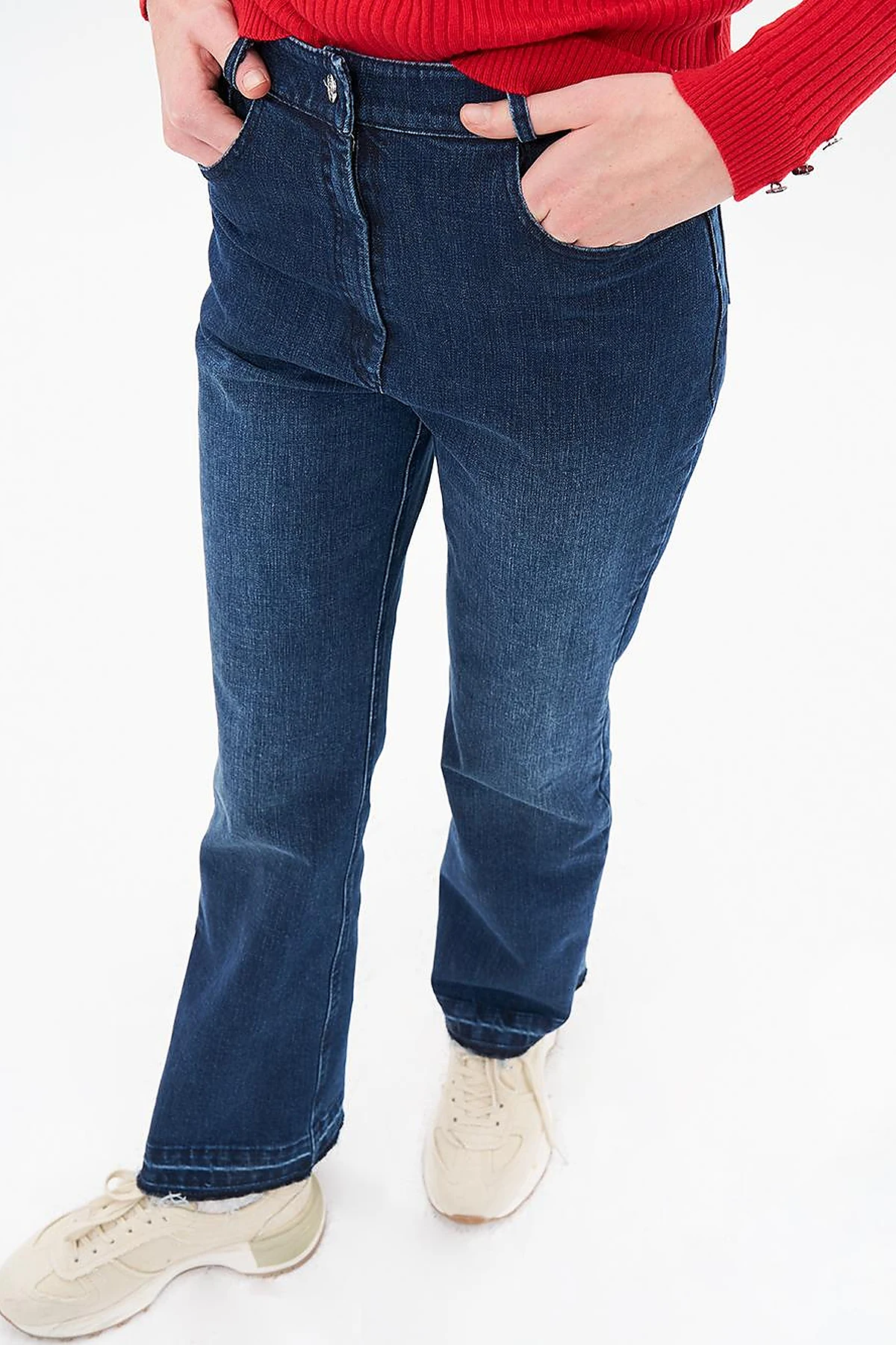 Marine Straight Yüksek Bel Denim Pantolon Lacivert