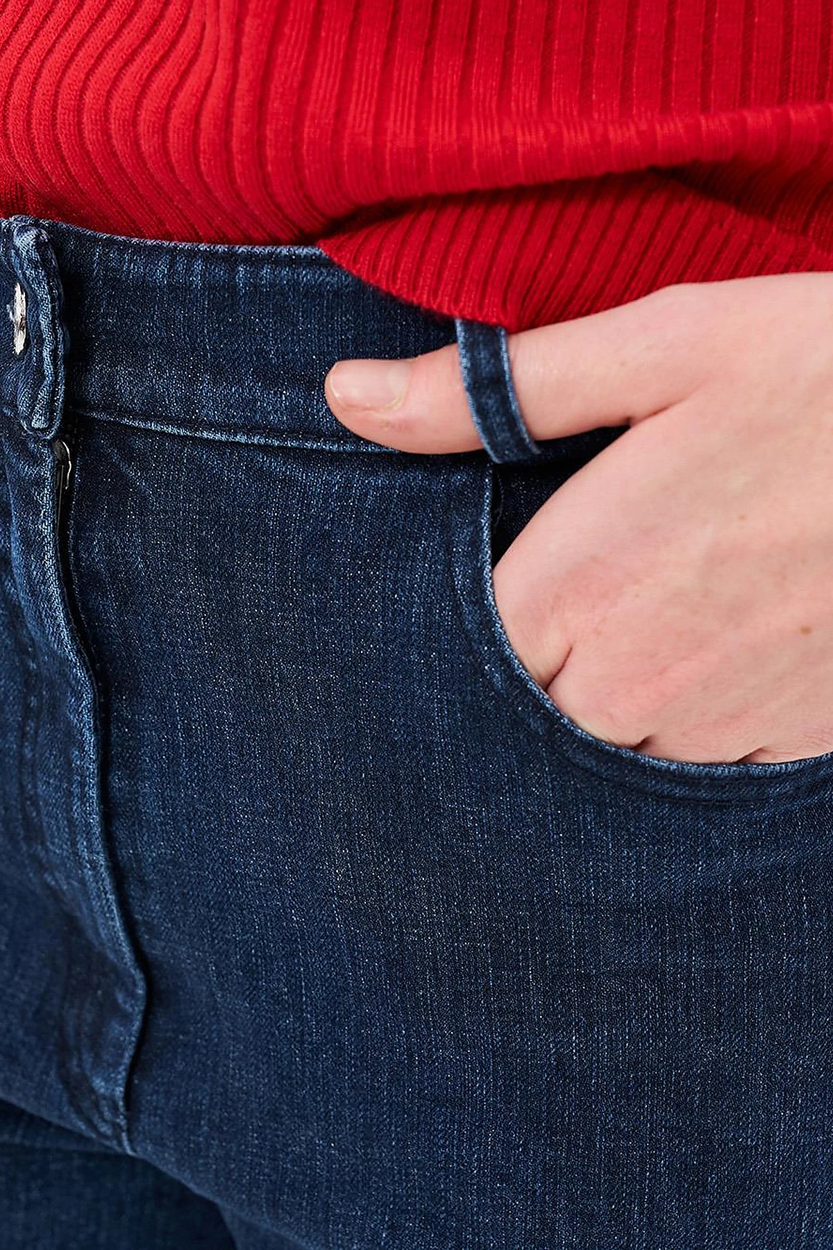Marine Straight Yüksek Bel Denim Pantolon Lacivert