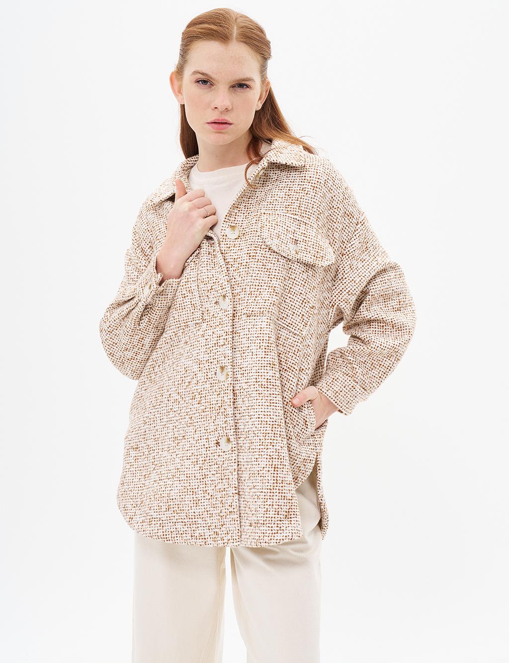 Double Pocket Detailed Jacket Camel