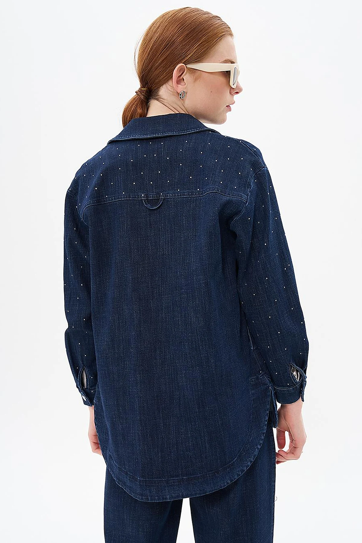Hotfix Printed Denim Jacket Navy Blue
