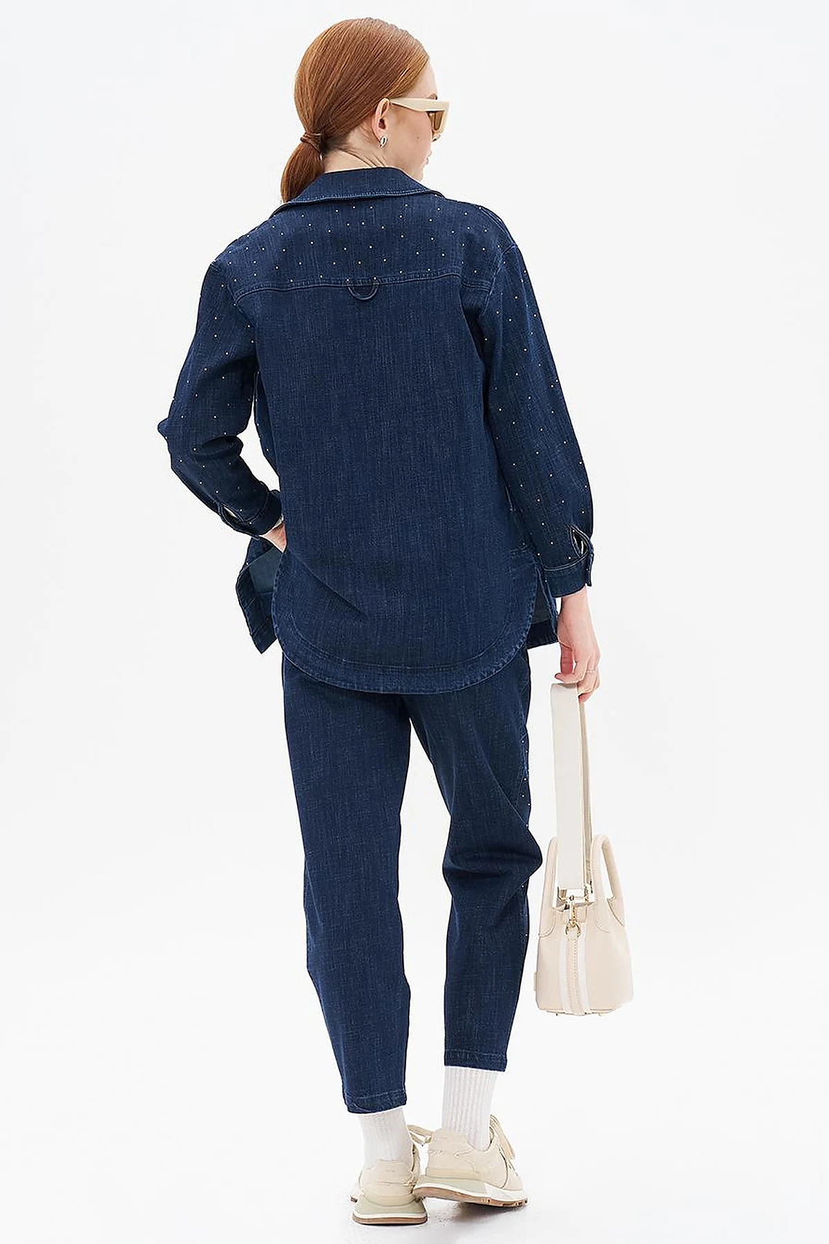 Hotfix Printed Denim Jacket Navy Blue
